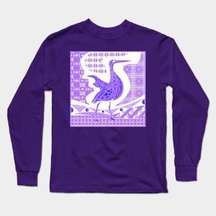 purple agami heron garza in ecopop talavera azulejo pattern in pop wallpaper Long Sleeve T-Shirt